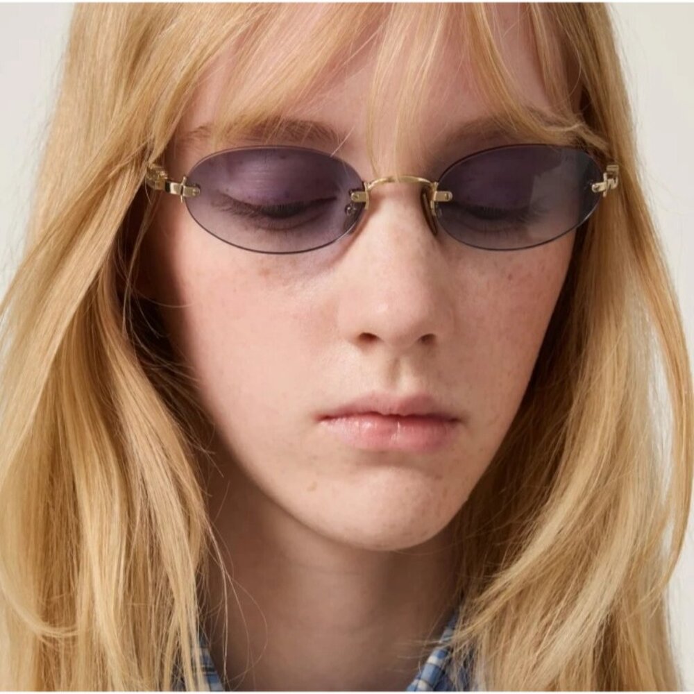 NEW MIU MIU MUA54S ZVN80O SUNGLASSES GOLD OVAL WOMEN SUNGLASSES MU A54S, SMU A54